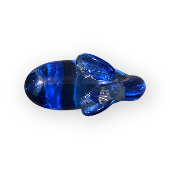 Hand Blown Blue Art Glass Elephant Paperweight Figurine Statue - Picture 3 of 3